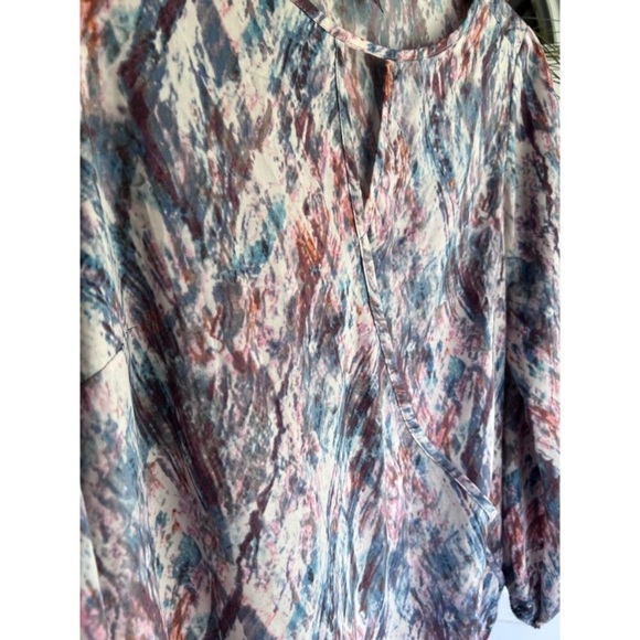 Willi Smith Pink, Blues Waterfall Print Blouse/Top/Shirt Size Medium - Picture 3 of 12